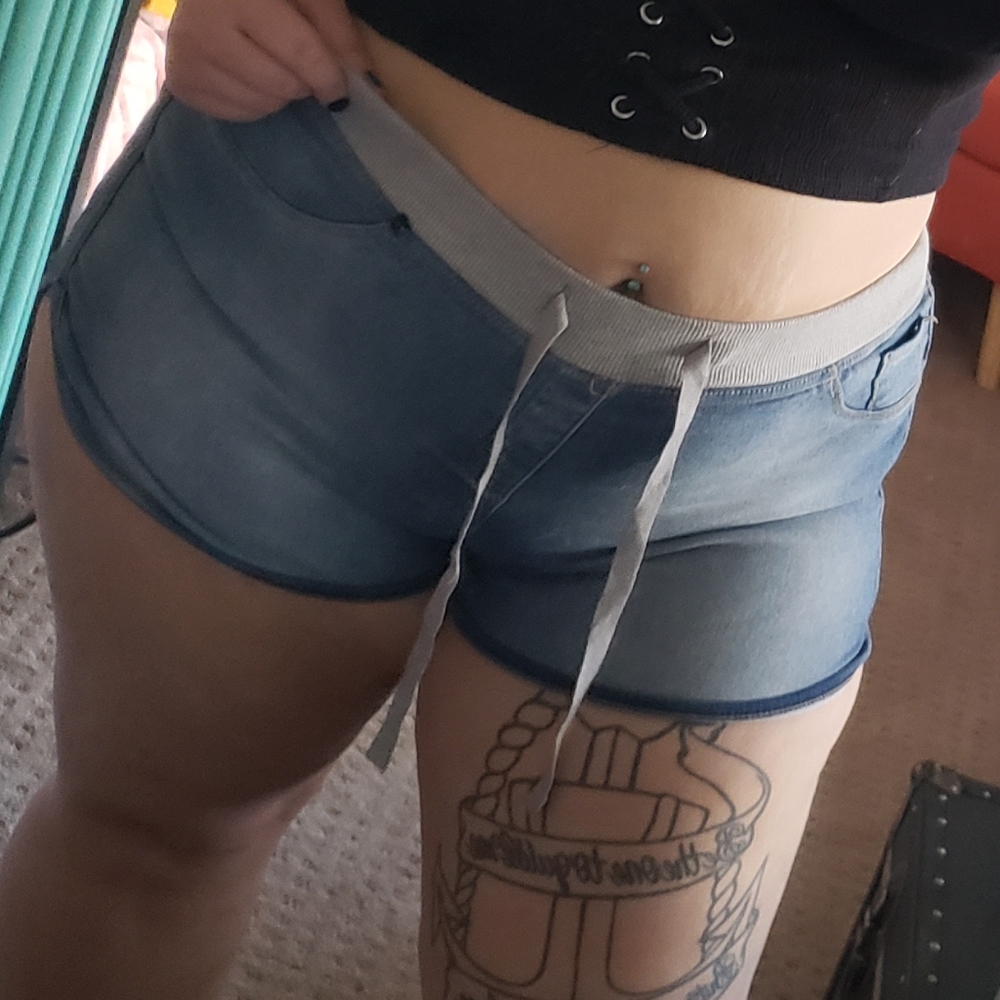 Light wash denim shorts